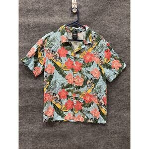 Batman Hawaiian Shirt Mens Small Blue Aloha Button Front Surfing Classic TV